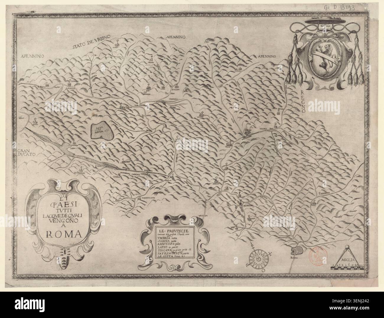 Undated Map Undated engraved map waters flowing to rome hi-res stock photography ...