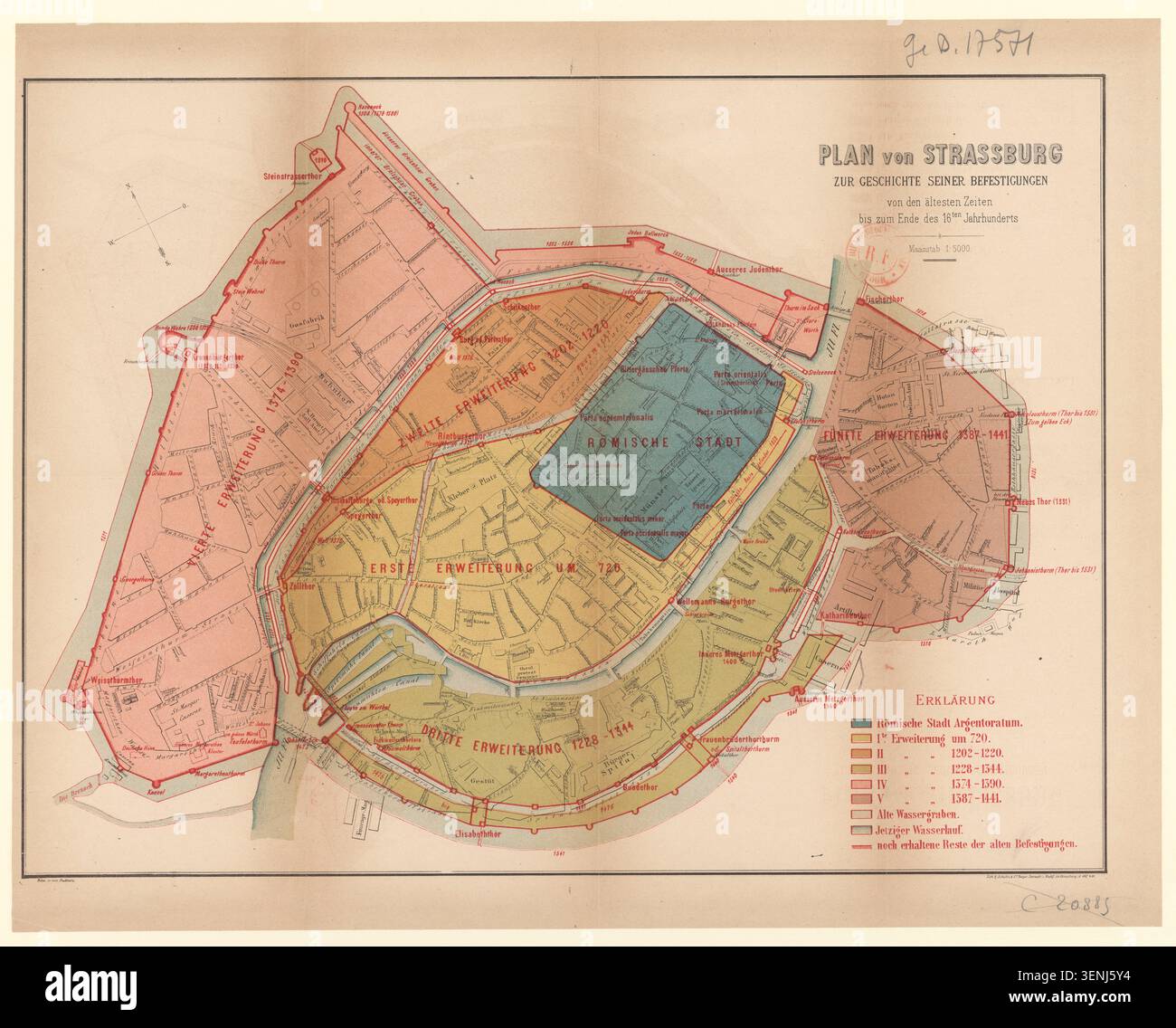 This plan, of unknown date and scale 1:5,000, maps Strasbourg ...