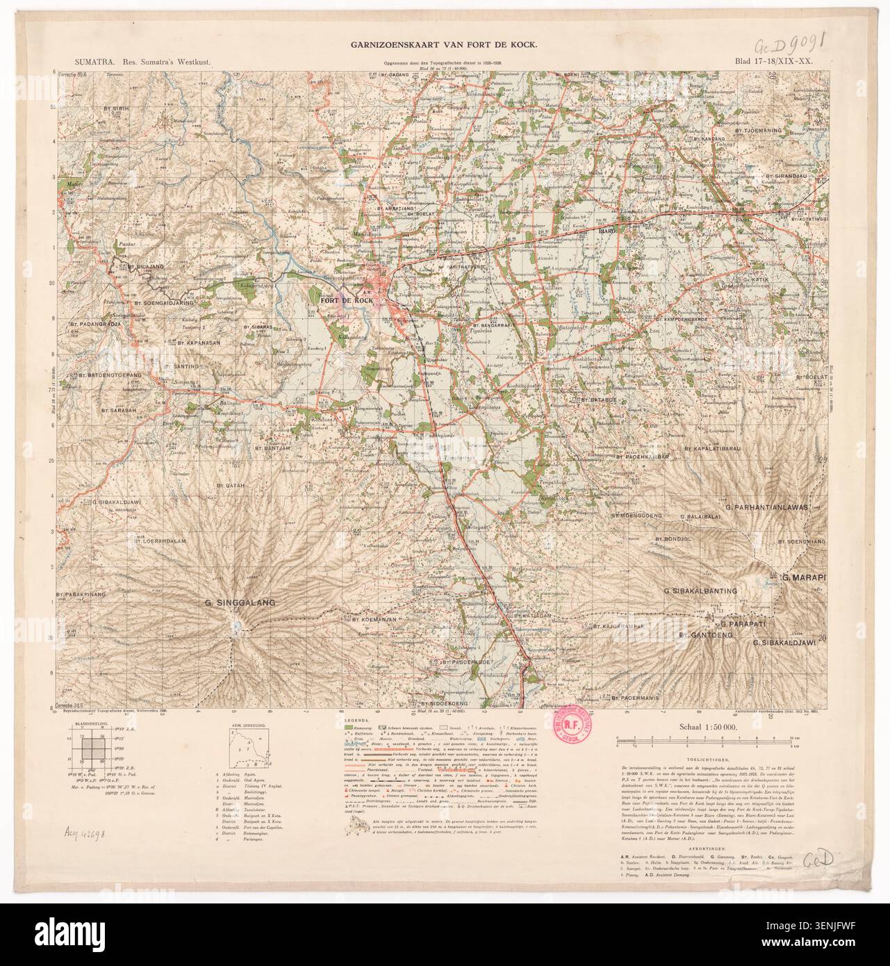 A 1930 map records Fort de Kock and its surroundings based on ...