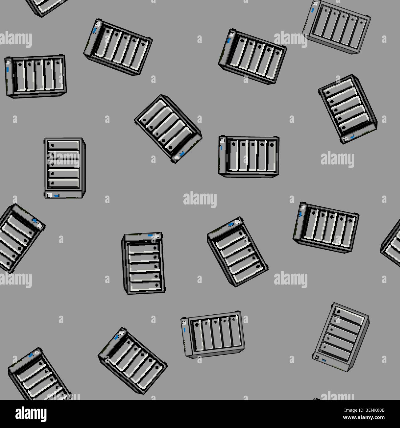seamless pattern Network attached storage server providing centralized data storage, backup, and file sharing solutions for home, small office, and bu Stock Vector