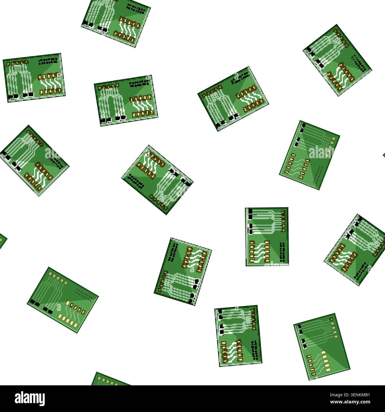 pattern microcontroller circuit board cartoon. soldering resistor, capacitor transistor, trace layout microcontroller circuit board sign vector Stock Vector