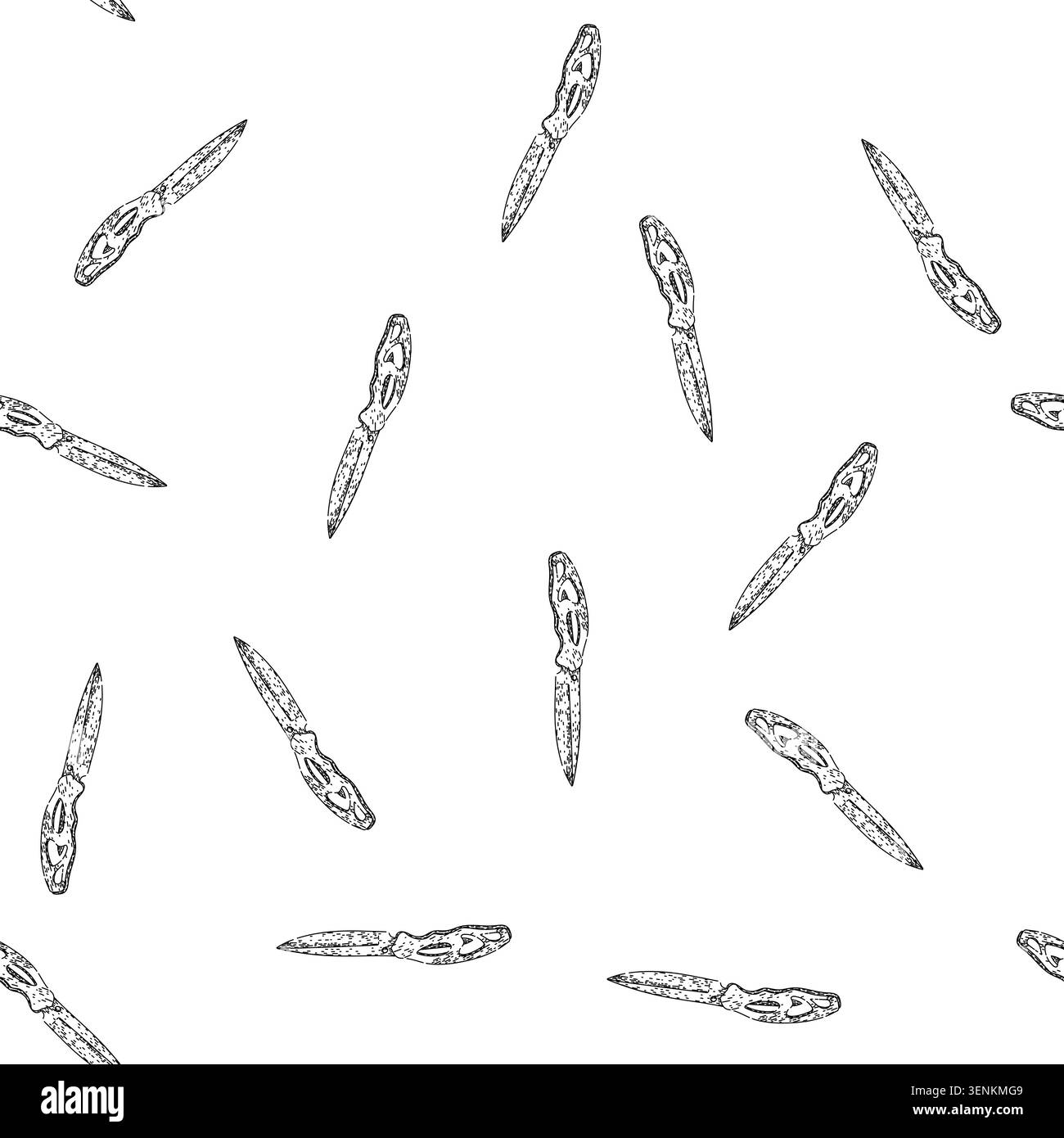 seamless pattern multi pocket knife hand drawn. sharp compact, durable versatile, stainless handle multi pocket knife black sketch illustration Stock Vector
