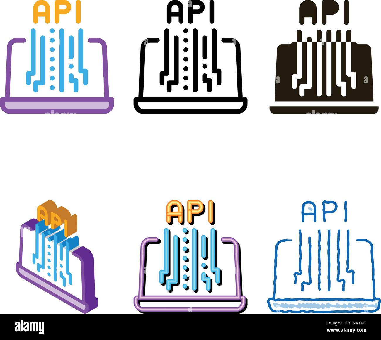 front end api icon vector. front end api sign. color multipack symbol Stock Vector