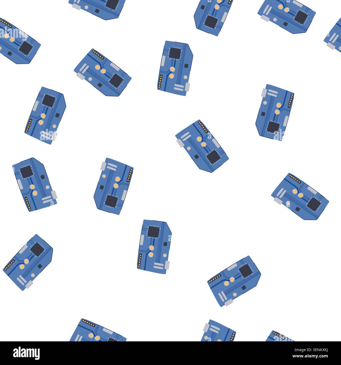 pattern semiconductor microcontroller cartoon. processor microchip, arduino abstract, pcb motherboard semiconductor microcontroller sign. seamless sym Stock Vector