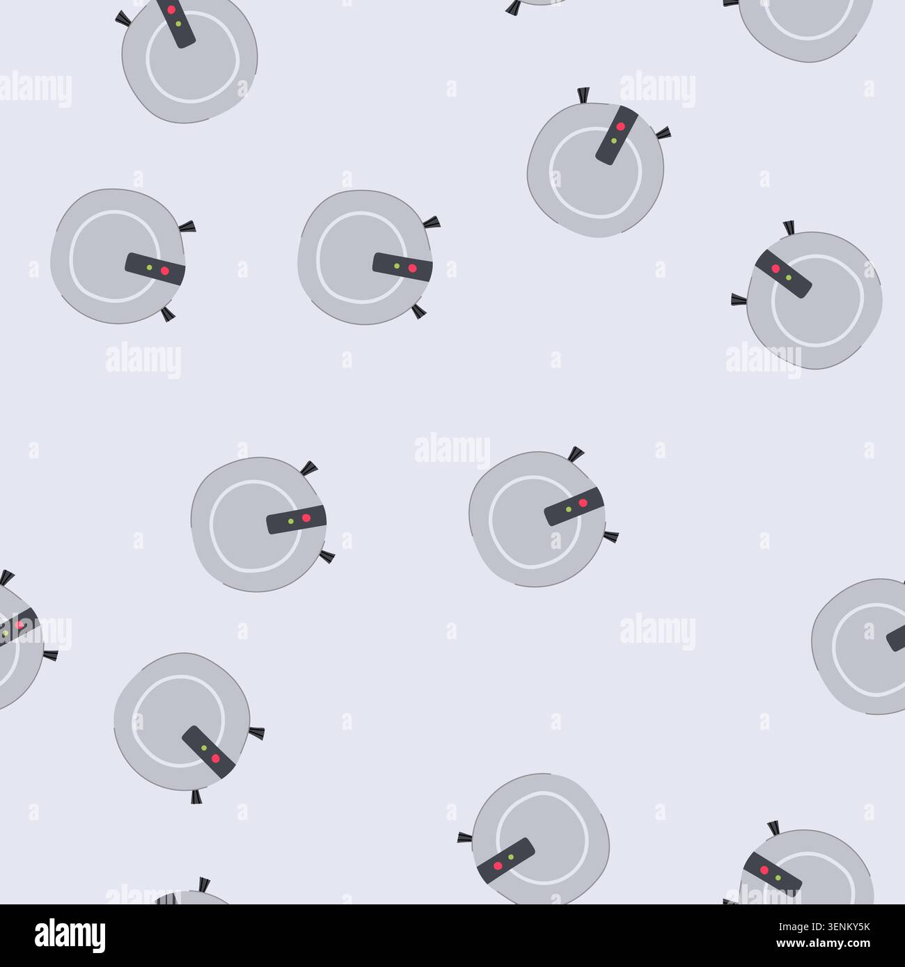 pattern isometric robot vacuum cleaner cartoon. automatic electric, dust hand, hoover function isometric robot vacuum cleaner sign. seamless vector il Stock Vector