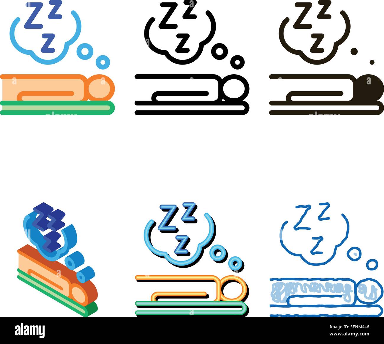 Human Sleep Biohacking Icon styles Vector Thin Line. Contour Stock Vector