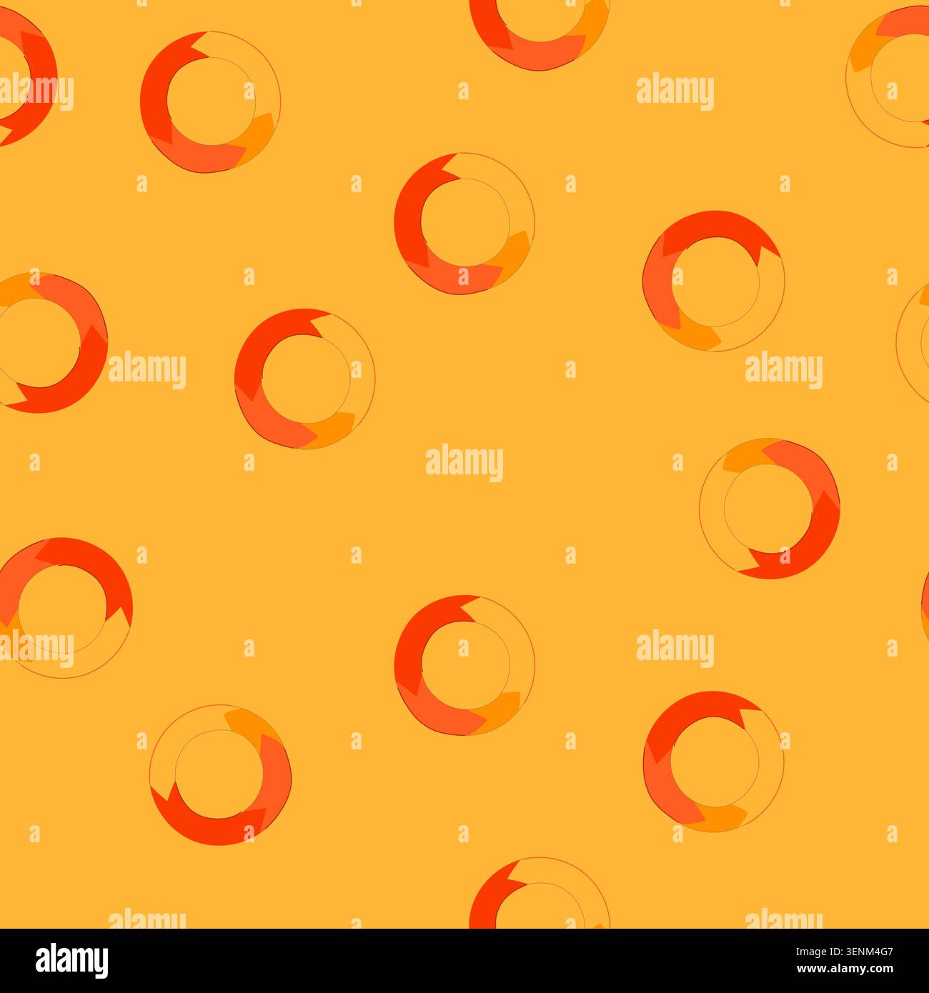 pattern circular arrow icon representing a continuous process, infinite loop, sequential steps, rotation, or update with orange and yellow segments on Stock Vector
