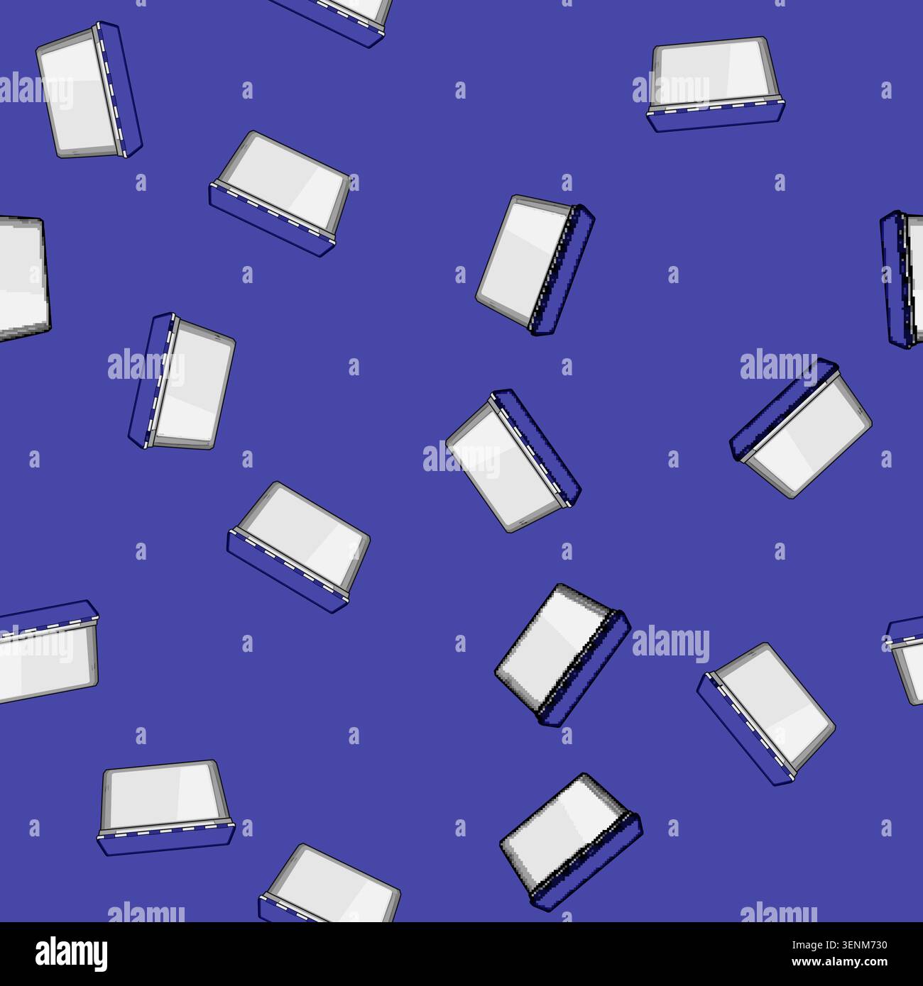 seamless pattern Rectangular storage container featuring a contrasting blue lid with a detailed striped pattern, providing a clean and organized solut Stock Vector