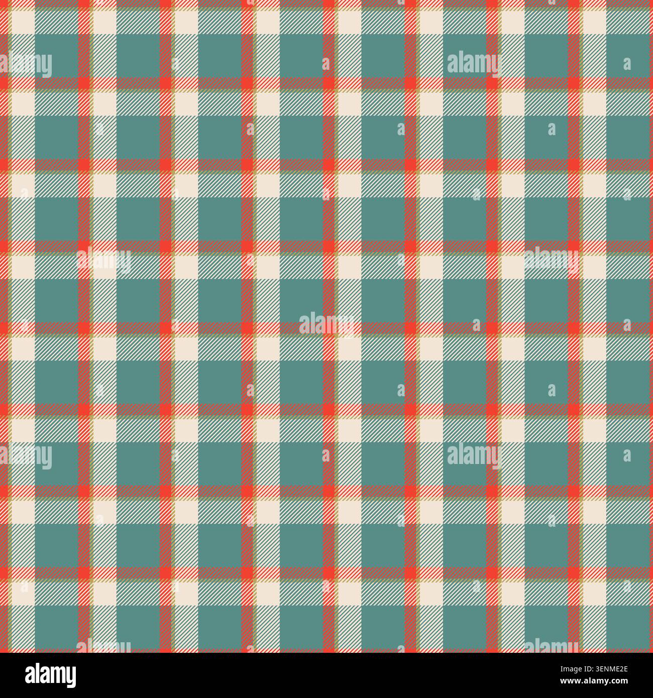 Teal Red Classic Plaid Tartan Pattern Stock Vector