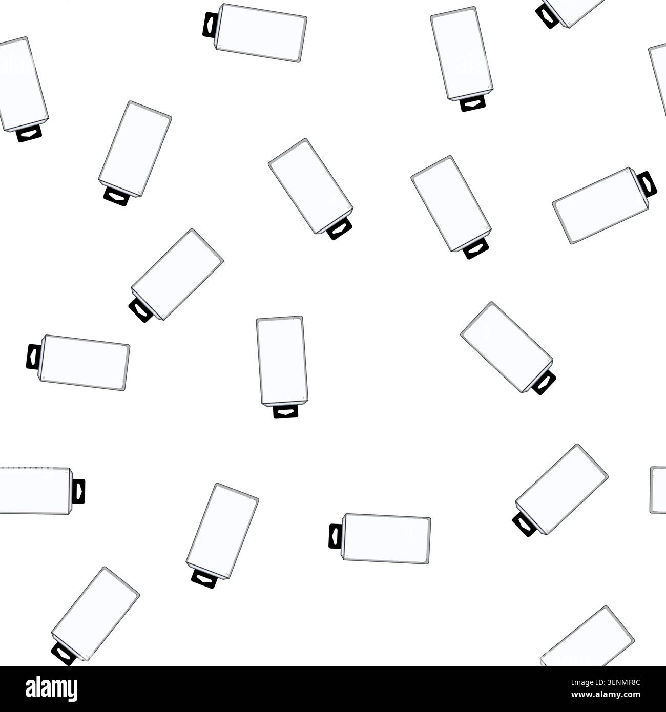 pattern Blank clear plastic rectangular packaging with black hanging tab, transparent empty retail blister style template for product display and bran Stock Vector
