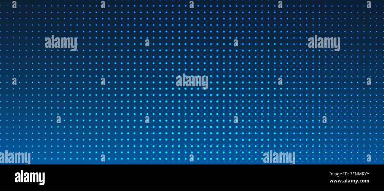 Abstract blue background featuring LED screen pattern. Dotted halftone texture with gradient effect perfect for technology displays, digital boards Stock Vector