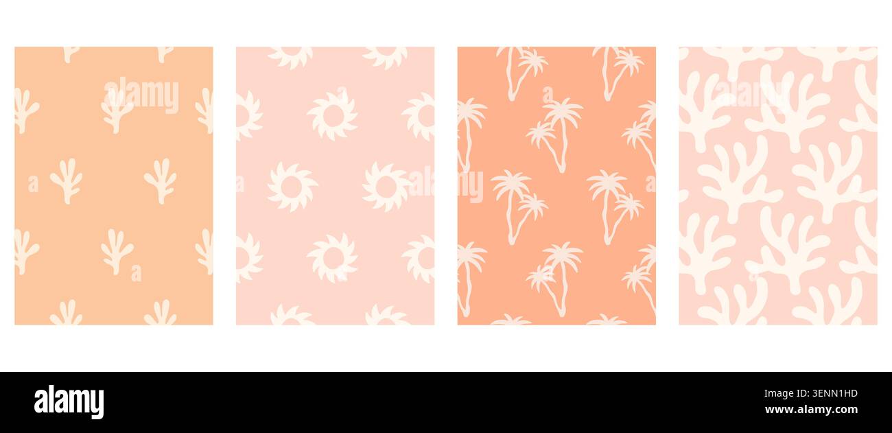 Tropical vector coastal background set boho summer Stock Vector