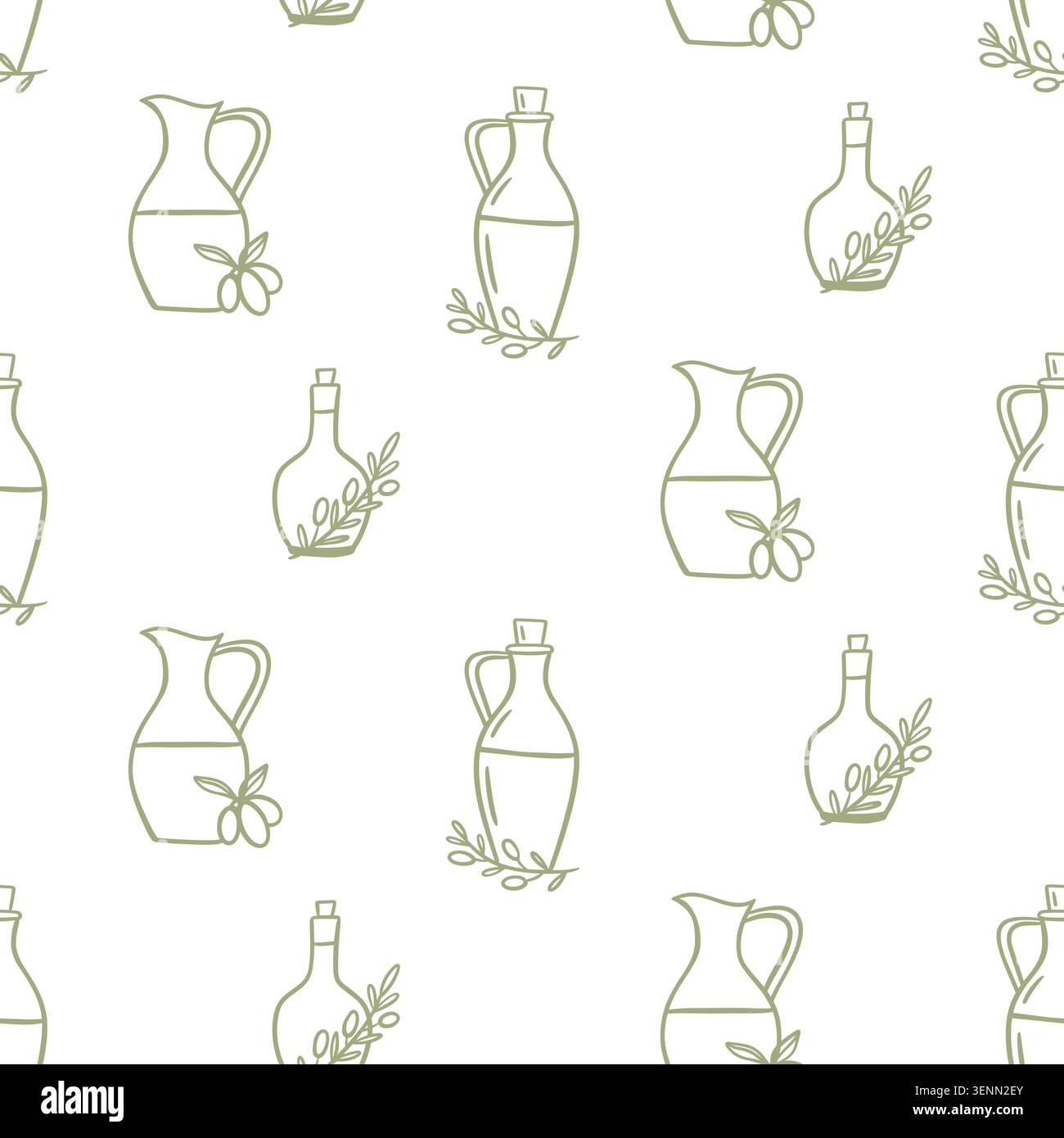 Olive oil Mediterranean vector seamless pattern Stock Vector
