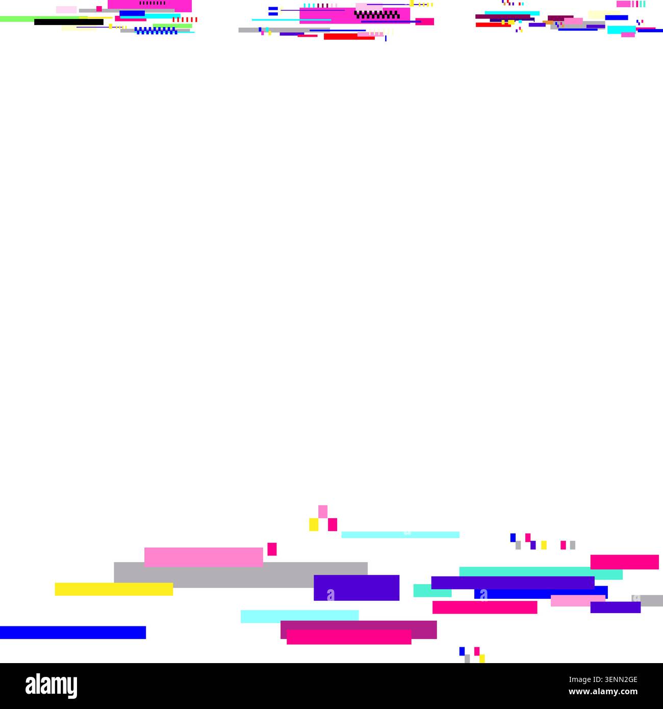 Digital data components experiencing a glitch, creating a fragmented information stream with colorful pixel elements forming an abstract pattern on a Stock Vector