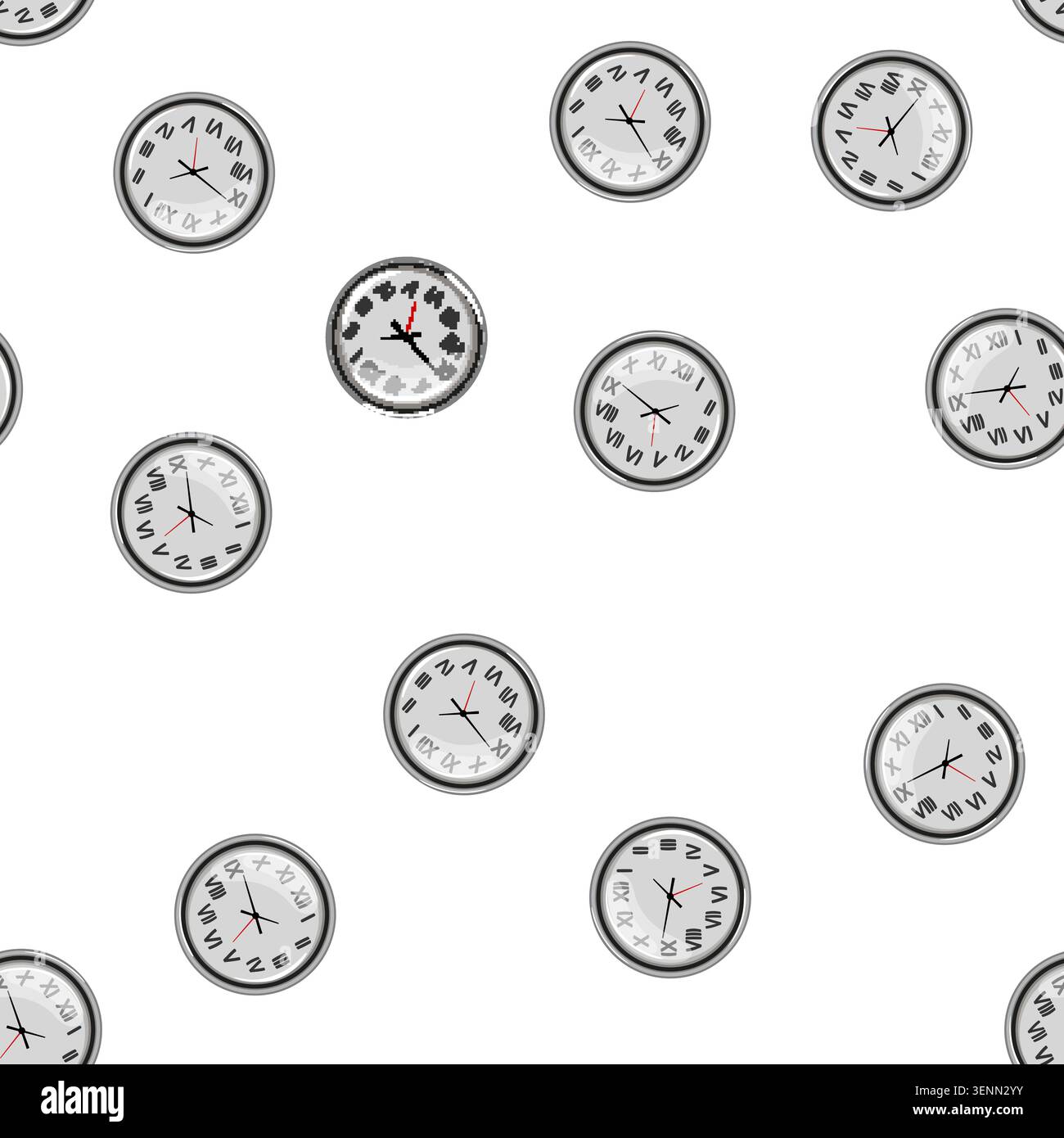 pattern round wall clock cartoon. round wall clock sign vector Stock Vector
