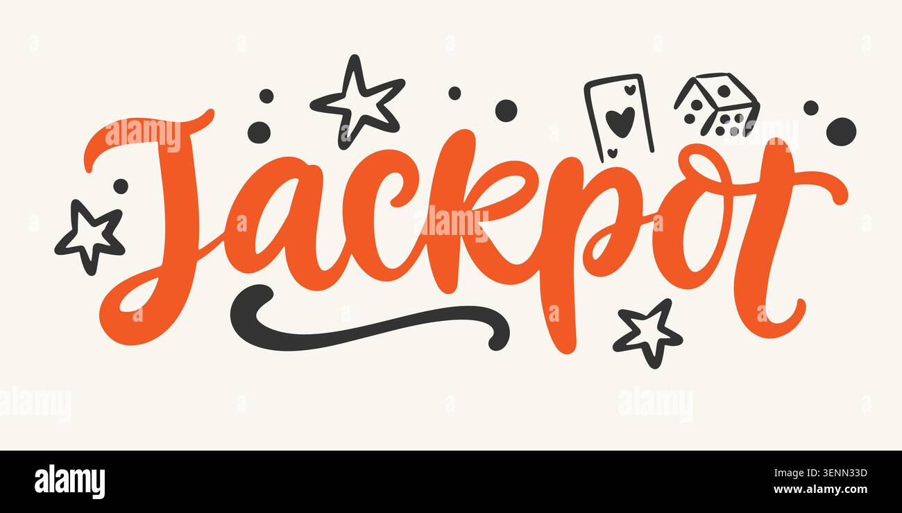 Jackpot vector lettering casino gambling poster Stock Vector