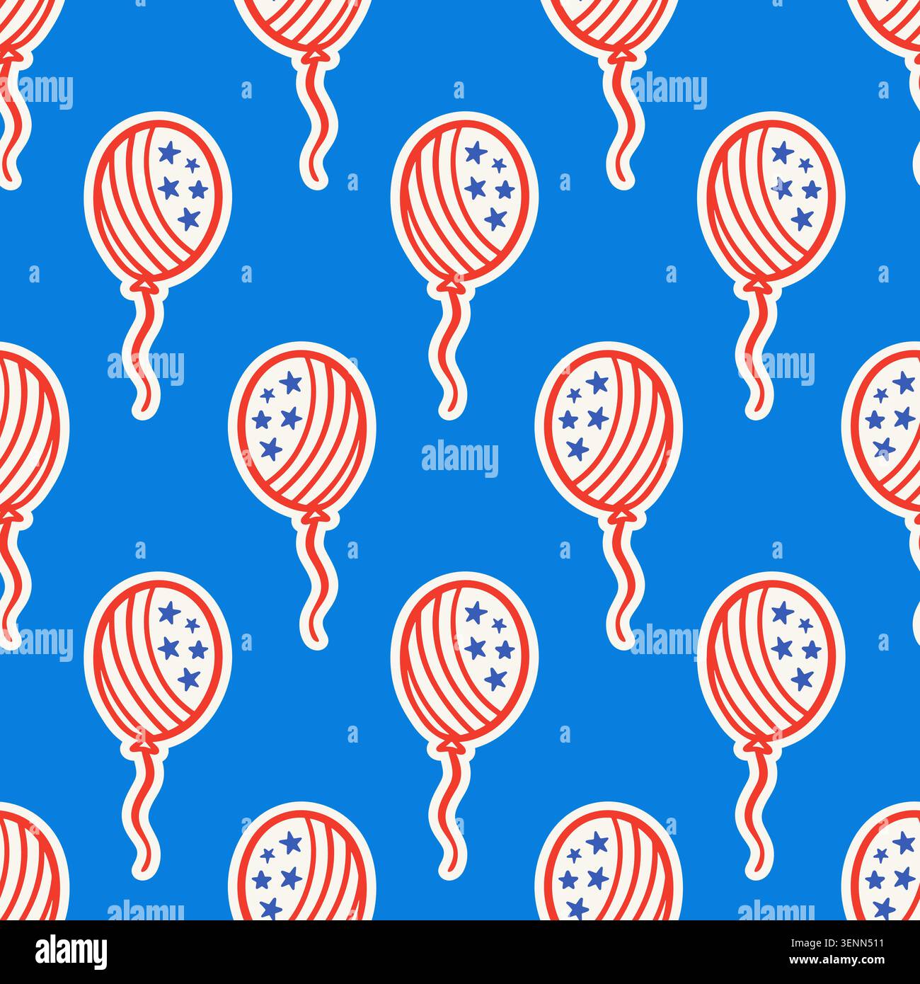 Patriotic USA seamless pattern with balloons Stock Vector