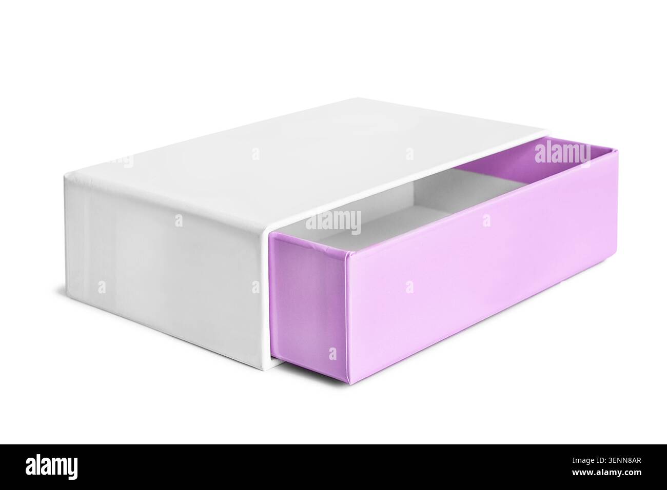 Empty opened paper gift box isolated on white background Stock Photo