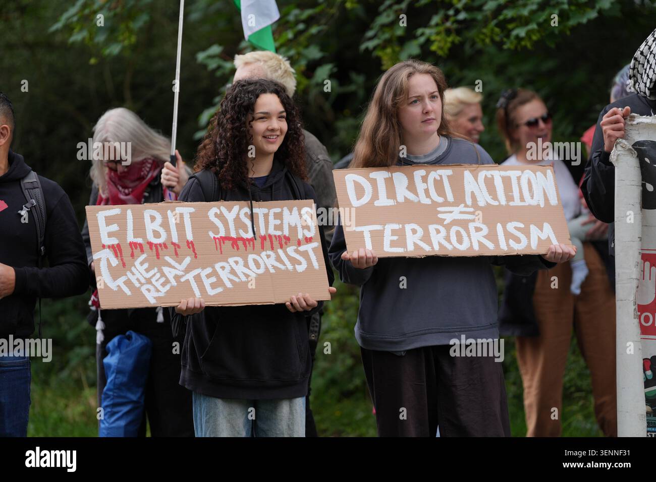 Protesters outside Woolwich Crown Court, London, ahead of a hearing ...