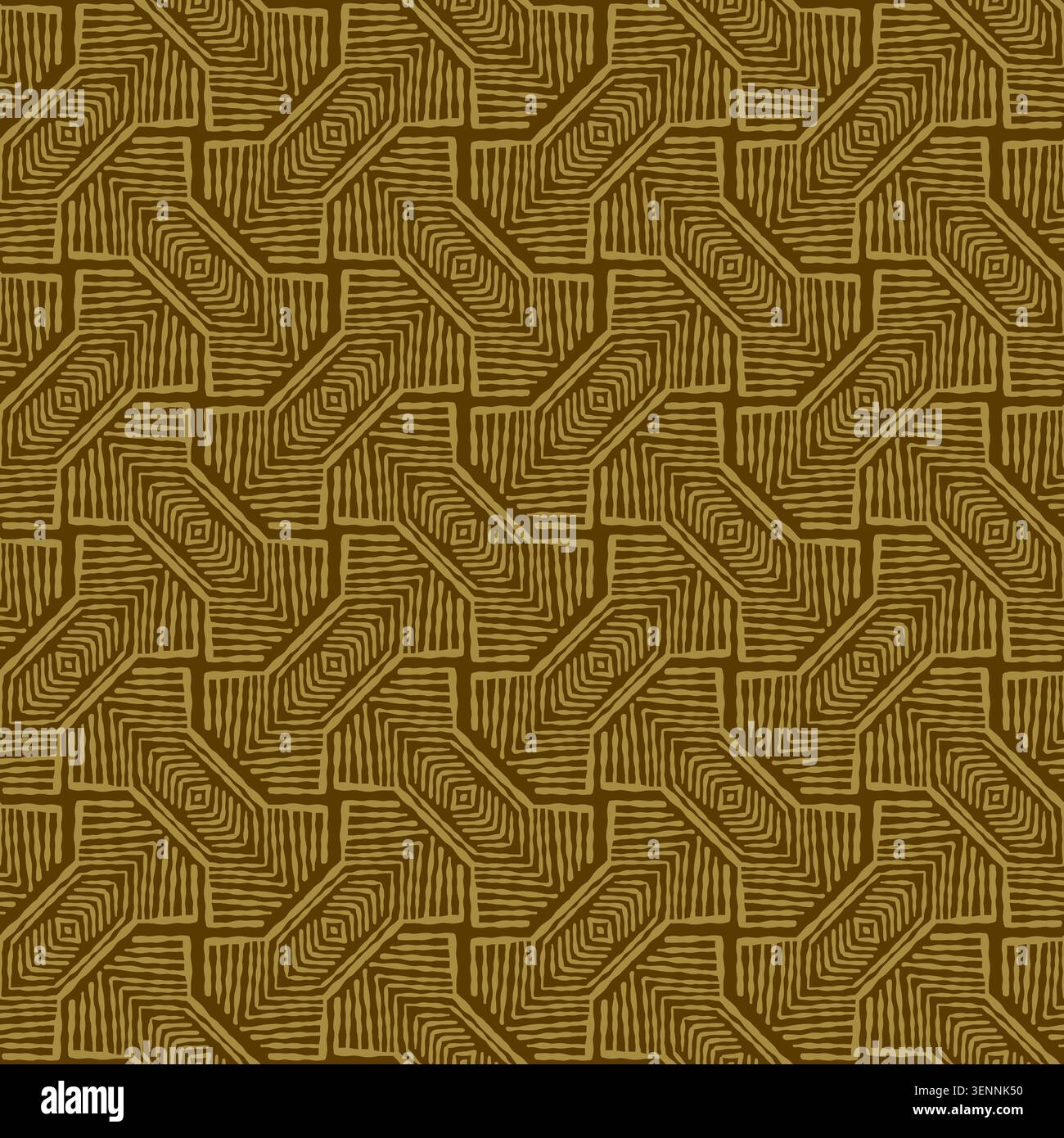 Dark Gold Geometric Woven Block Pattern Stock Vector