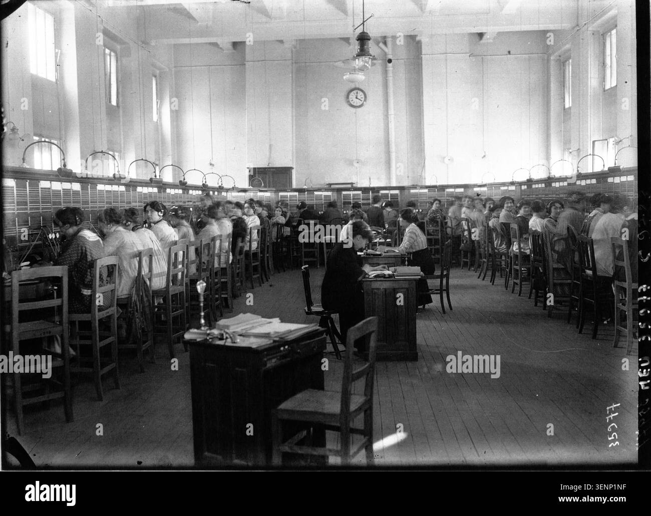 The interurban telephone exchange switchboard room appears in a 1913 ...
