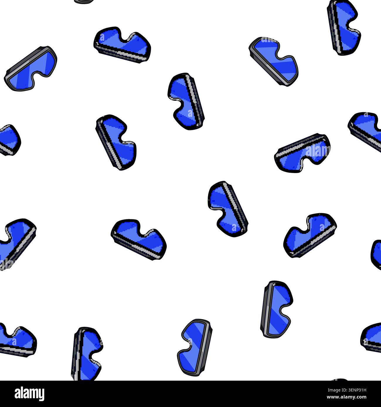 pattern Welding glasses featuring a dark blue protective lens and a black frame, representing personal protective equipment - ppe - essential for indu Stock Vector