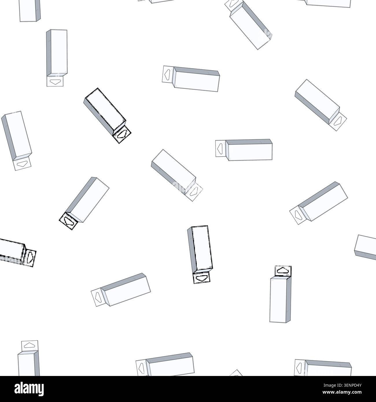 pattern White rectangular retail product packaging features a customizable blank space on the front, including a convenient hang tab for display on st Stock Vector