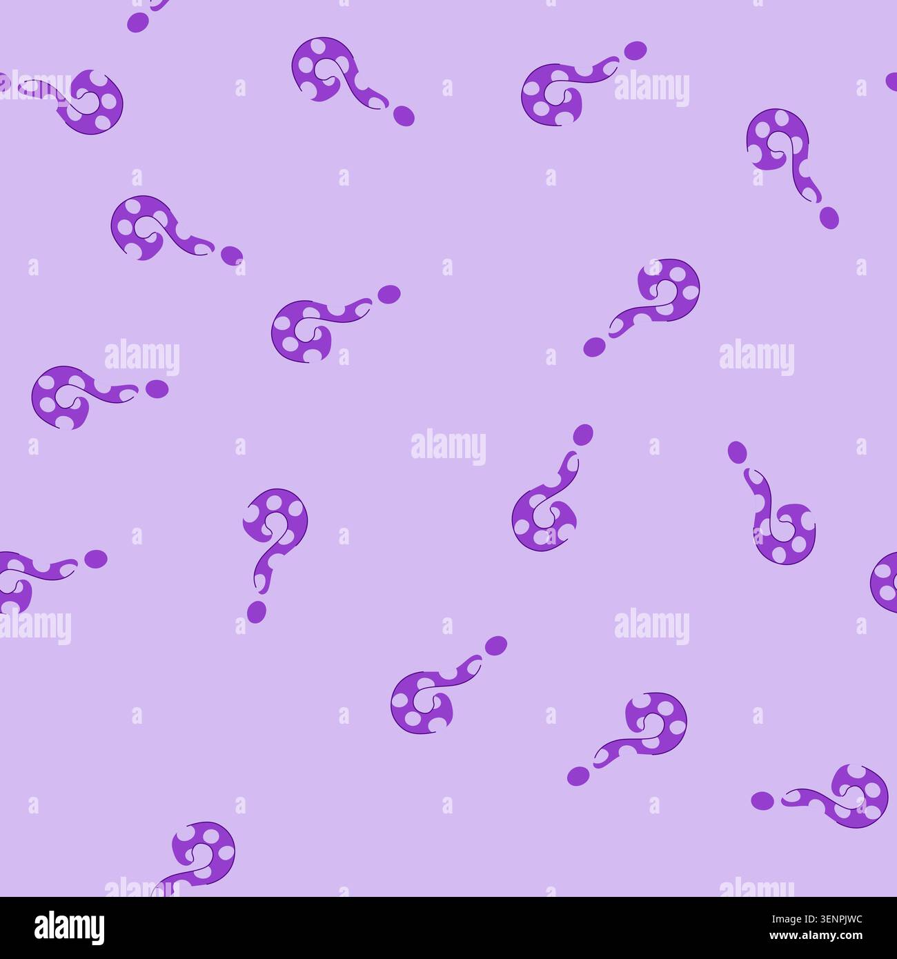 pattern purple polka dot question mark on white background symbolizing uncertainty, inquiry, decision making, problem solving, search for information, Stock Vector