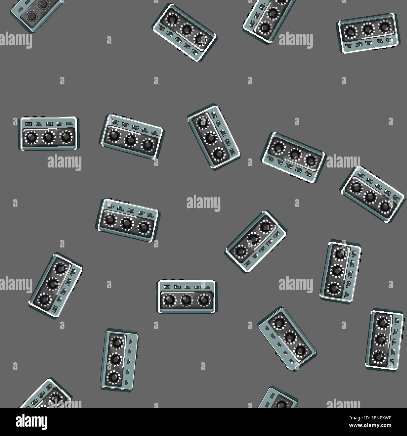 seamless pattern technology headphone amp cartoon. technology headphone amp sign vector Stock Vector
