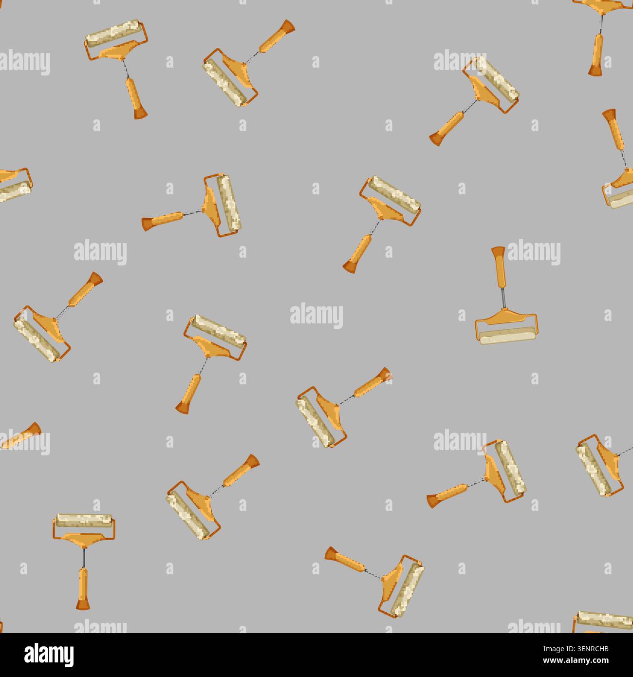 seamless pattern tool roller paint cartoon. tool roller paint sign vector Stock Vector