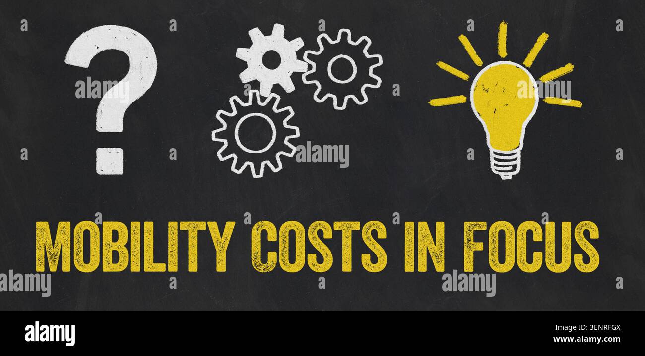 Question Mark, Gears, Light Bulb Concept - Mobility Costs in Focus Stock Photo