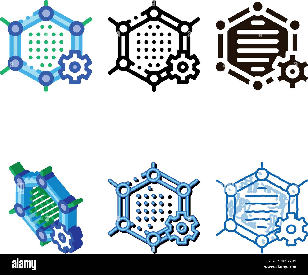 Artificial Graphene Technology variations Vector Sign Icon Thin Line. Artificial Intelligence Graphene Technology Concept Linear Pictogram. Technology Stock Vector