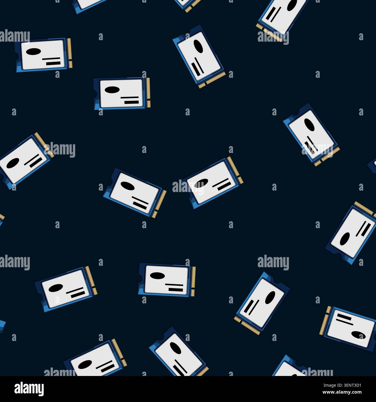 seamless pattern hardware ssd storage cartoon. memory device, drive disk hardware ssd storage sign vector Stock Vector