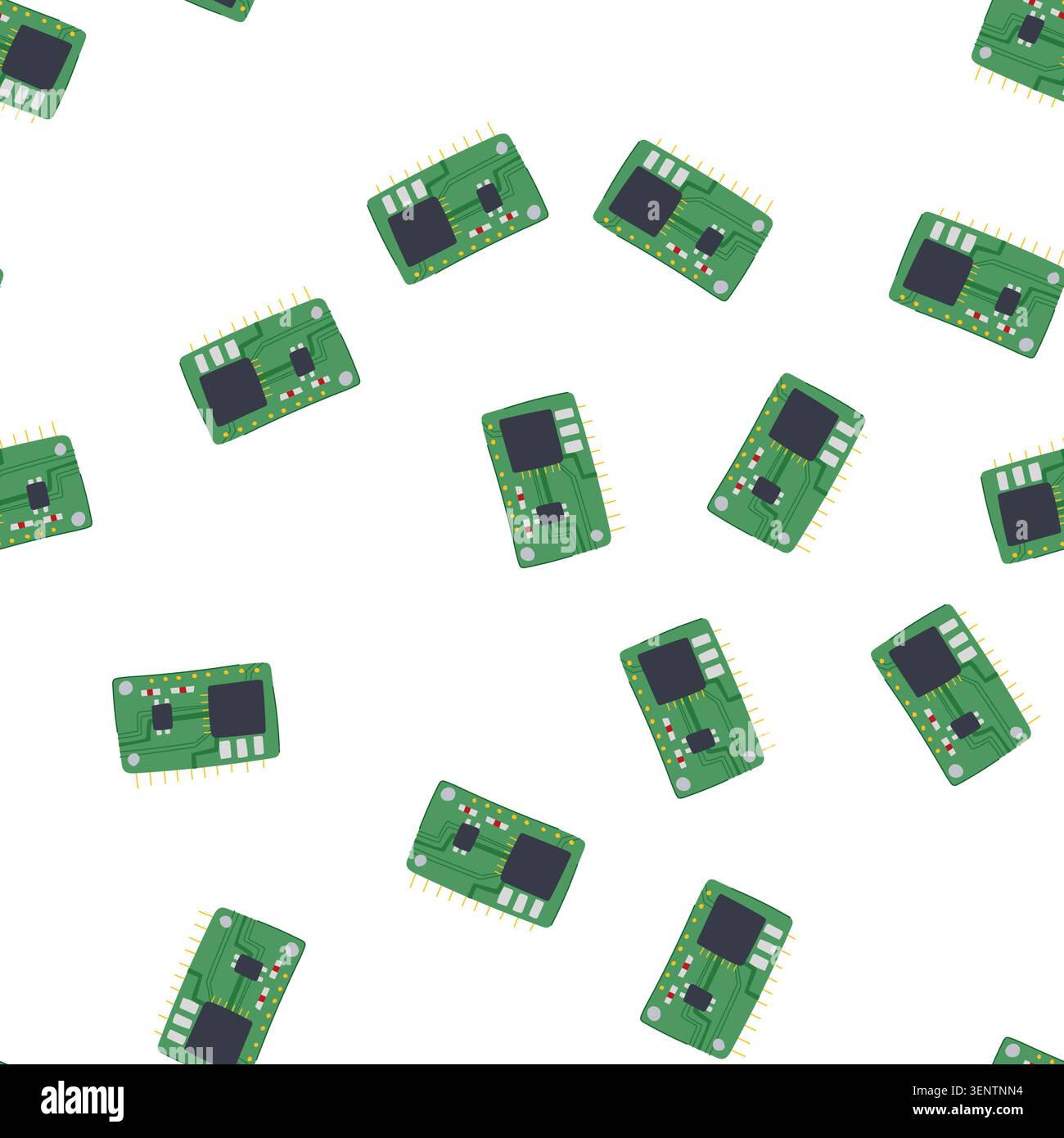 pattern circuit microcontroller cartoon. technology electronic, computer semiconductor, processor microchip circuit microcontroller sign. seamless sym Stock Vector