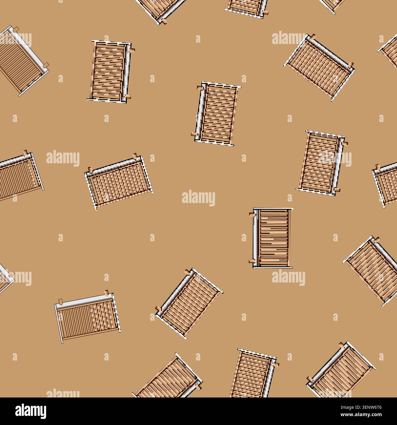 seamless pattern Wooden baby crib railing providing safety and security for children, featuring vertical slats creating a protective barrier for newbo Stock Vector