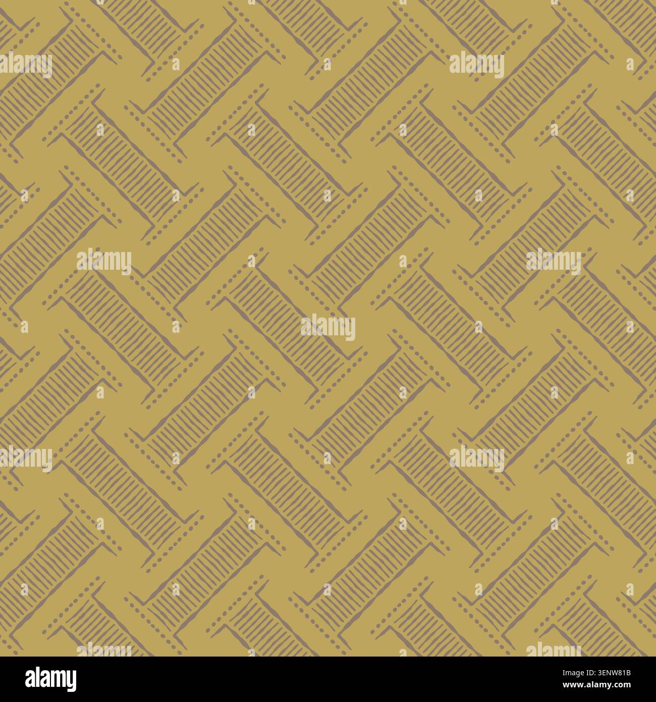 Mustard Brown Textured Diagonal Geometric Pattern Stock Vector