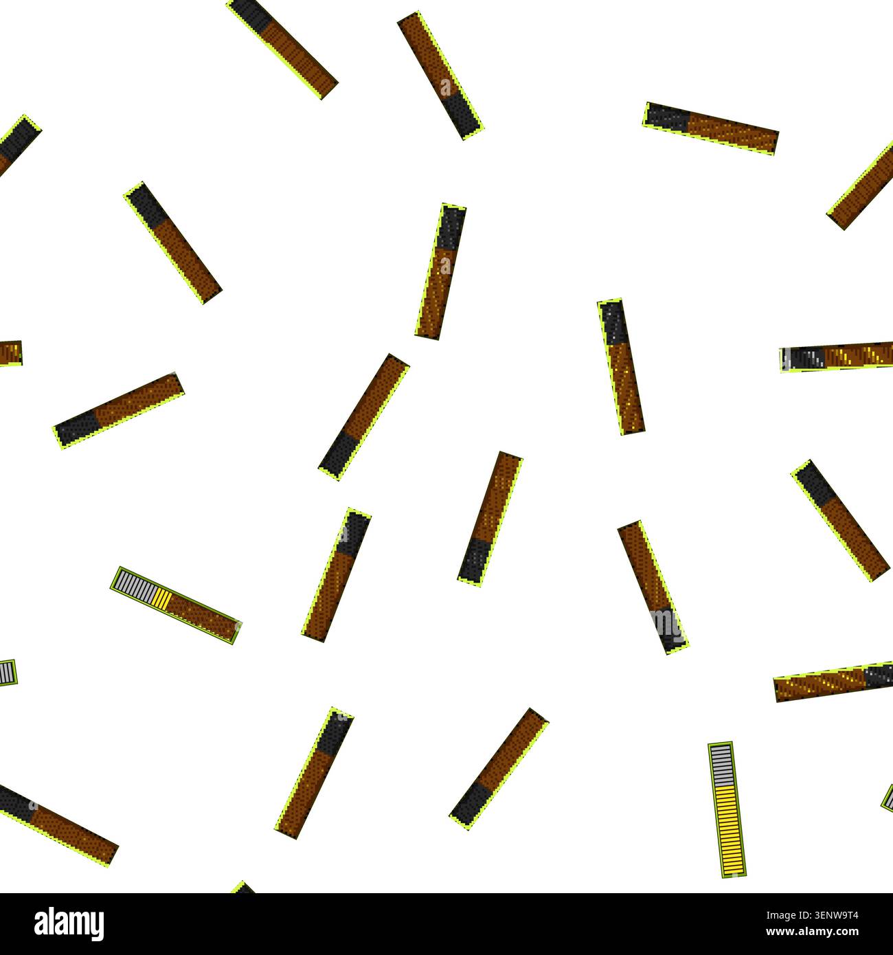 pattern Horizontal progress bar illustrating a power level or loading process, displaying a partial fill with yellow segments indicating progress and Stock Vector