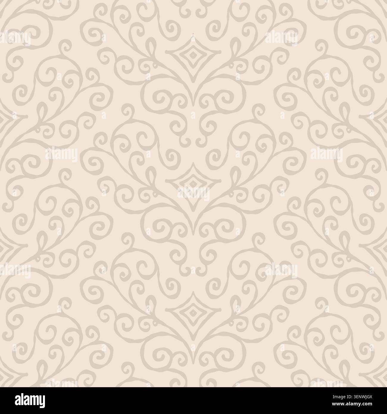Light Cream Swirling Damask Pattern Stock Vector
