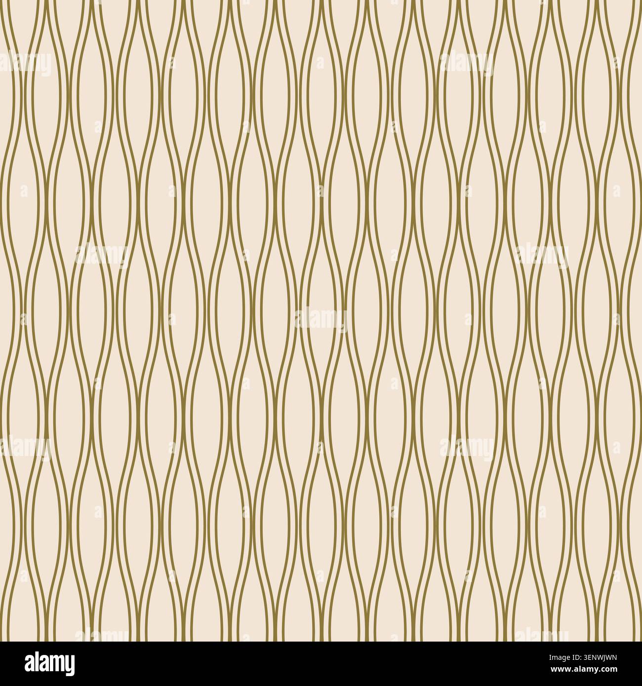 Cream Gold Wavy Ogee Pattern Stock Vector