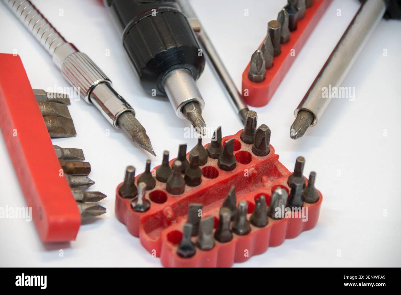 Various screwdriver bits and sockets. Stock Photo