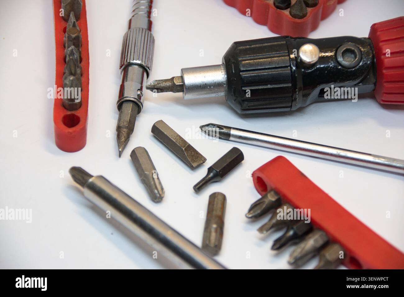 Various screwdriver bits and sockets. Stock Photo