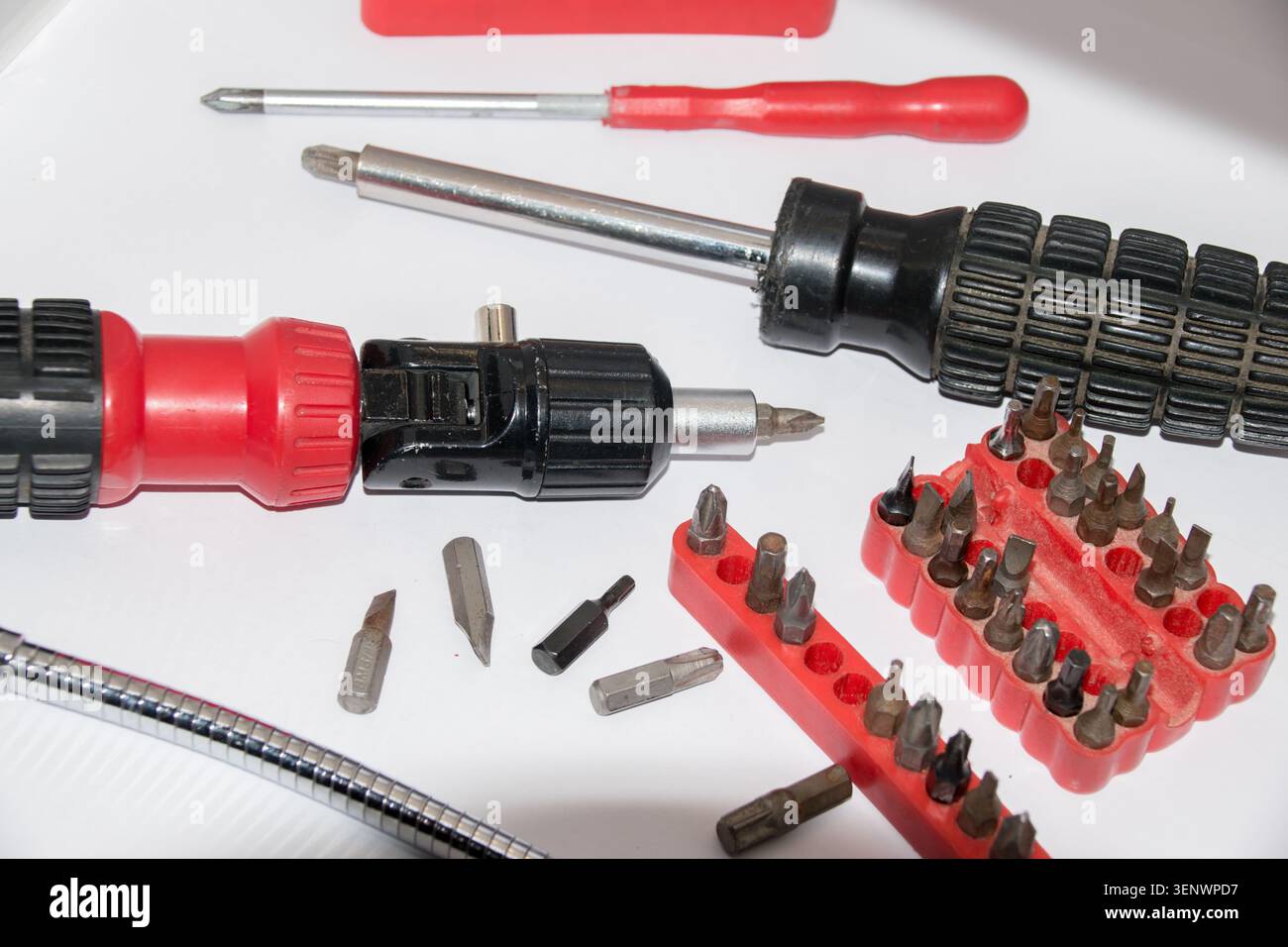 Various screwdriver bits and sockets. Stock Photo