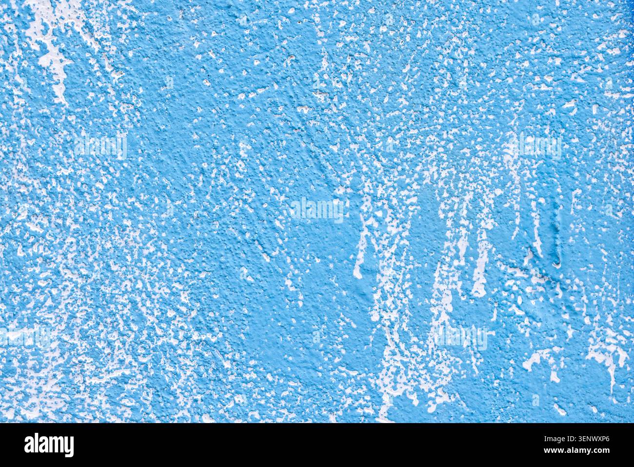 Blue Textured Wall Surface with Rough Plaster Detail Stock Photo