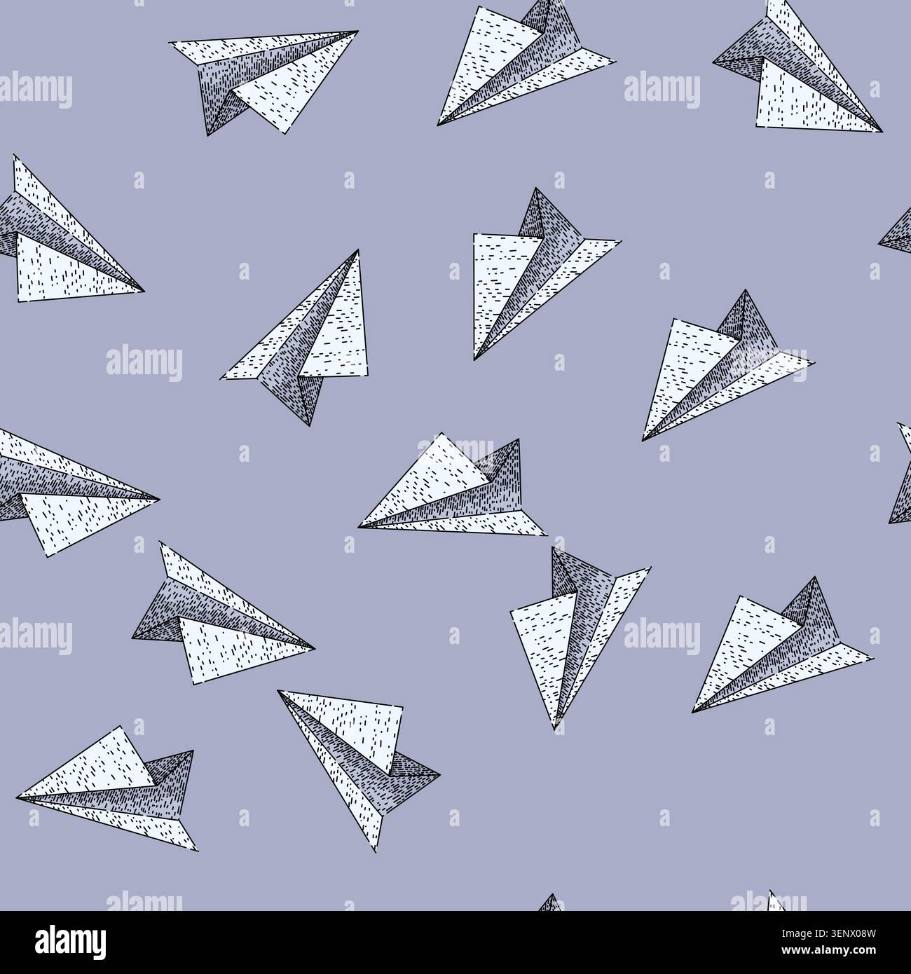 pattern flight paper plane hand drawn. wings glide, throw model, craft aerodynamics flight paper plane vector sketch illustration Stock Vector