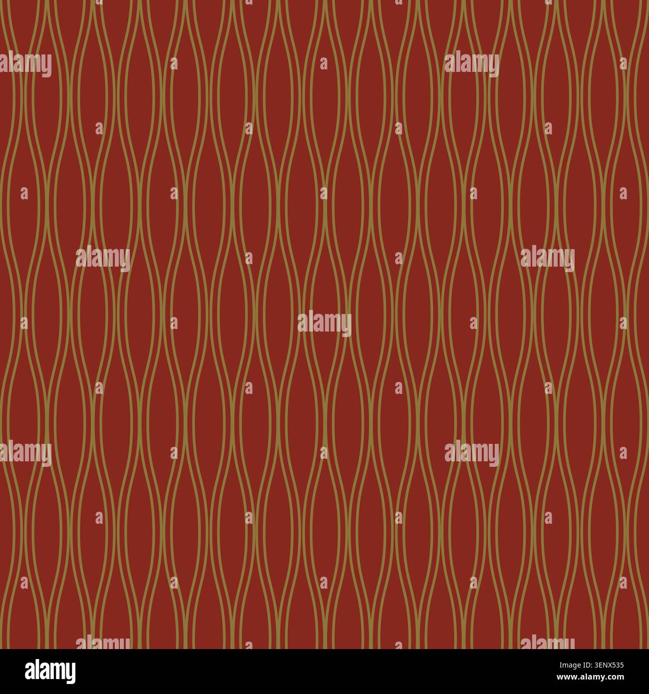 Red Gold Wavy Ogee Pattern Stock Vector