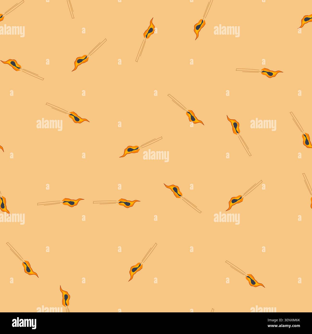 pattern wooden matchstick head ignited by a flame, illustrating concepts of ignition, light, heat, energy, quick start, and a simple solution for illu Stock Vector