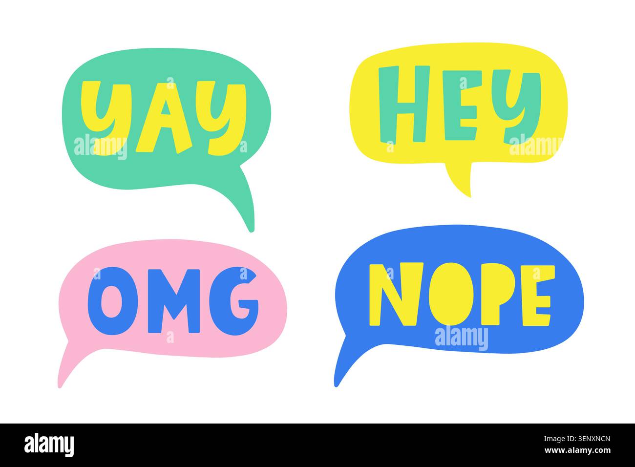 Comic Chat Sticker collection. Speech Clouds set Stock Vector