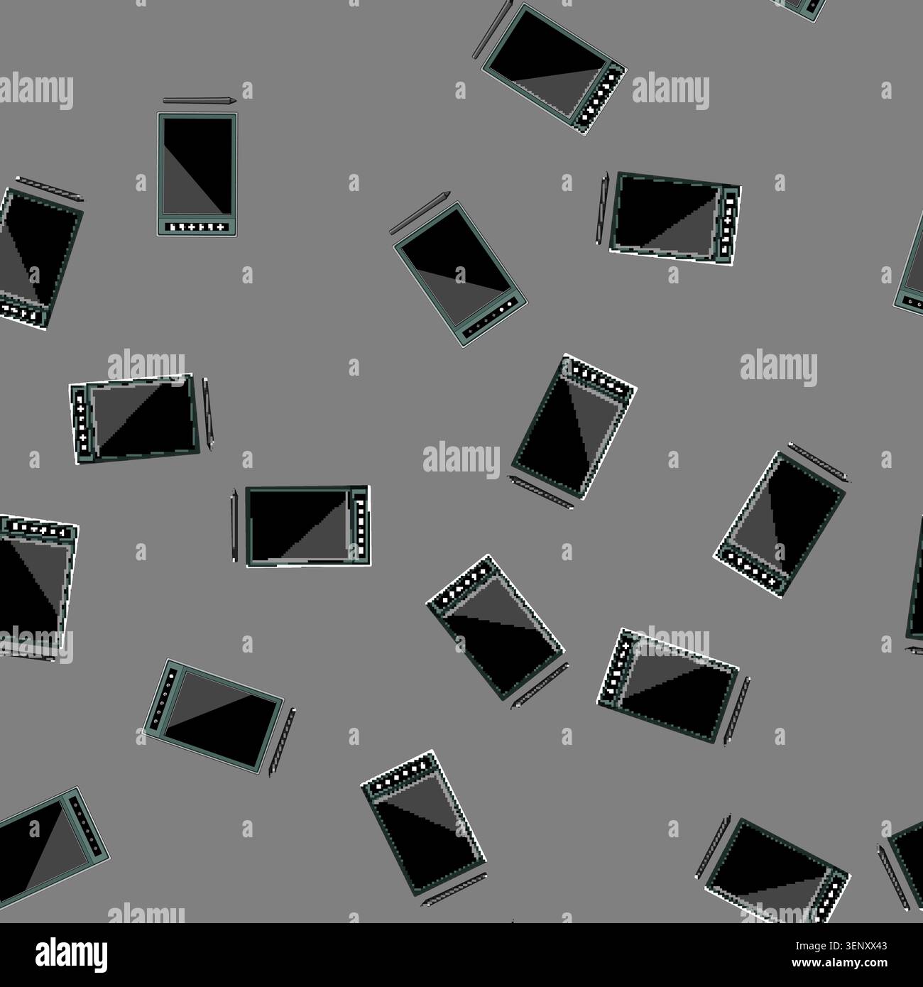 seamless pattern blank pen display cartoon. gadget digital, tablet technology blank pen display sign vector Stock Vector