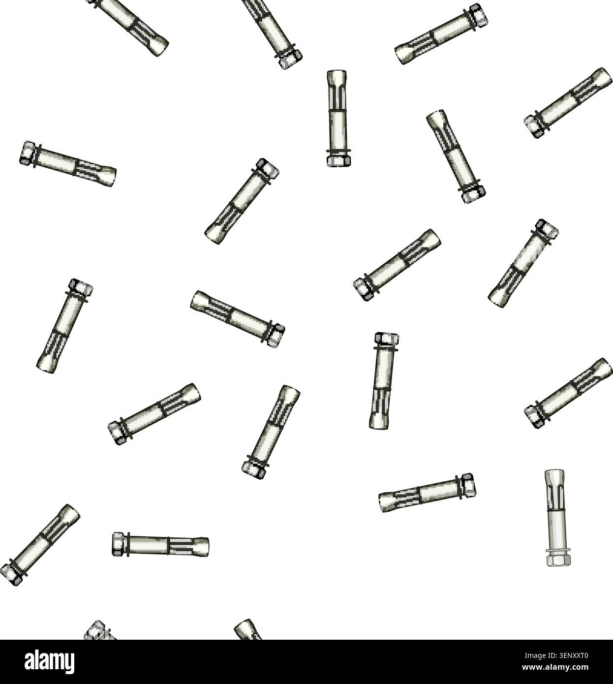 pattern Expansion bolt featuring a hex head and expanding sleeve, designed for secure fastening into hard materials, providing strong anchoring for co Stock Vector