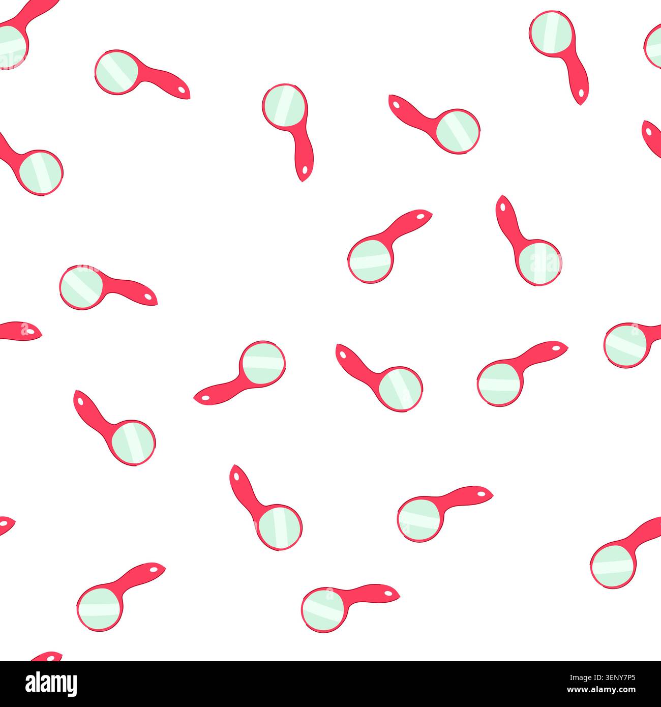 pattern handheld personal accessory featuring a red handle and a circular reflective surface, commonly used for grooming, makeup application, or exami Stock Vector